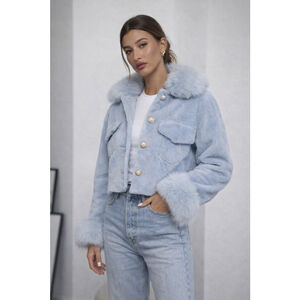 Fur Coat Short Korean Sheep Shearling Jacket With Fox S MSRP $448 Y2K Style 90s